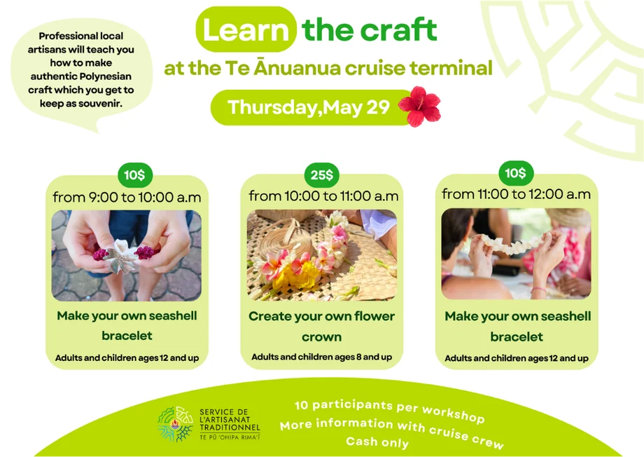 Affiche « Learn the craft » du Service de l’Artisanat Traditionnel, en vert acidulé